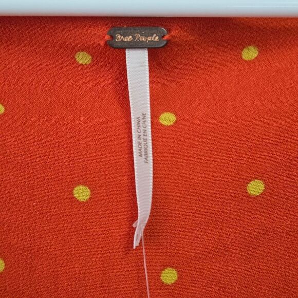 FREE PEOPLE Flame Combo Plunging V-Neck Polkadot A-Line Dress Boho 0 NWT - Picture 4 of 12